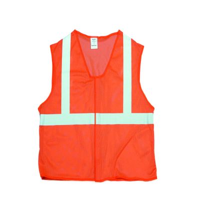 Mutual Industries High Visibility ANSI Class 2 Mesh Safety Vest with 2" Silver Reflective Tape, XX-Large, Orange