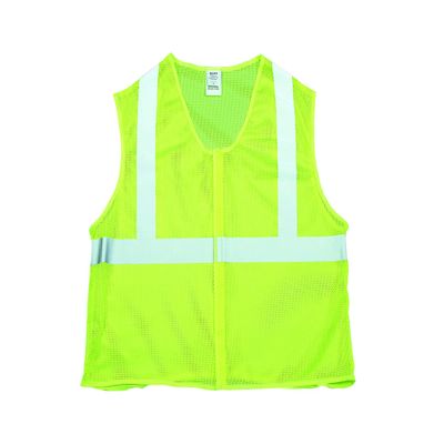 Mutual Industries 16375-6 3X High Visibility ANSI Class 2 Mesh Safety Vest with 2" Silver Reflective Tape, 3X-Large, Lime