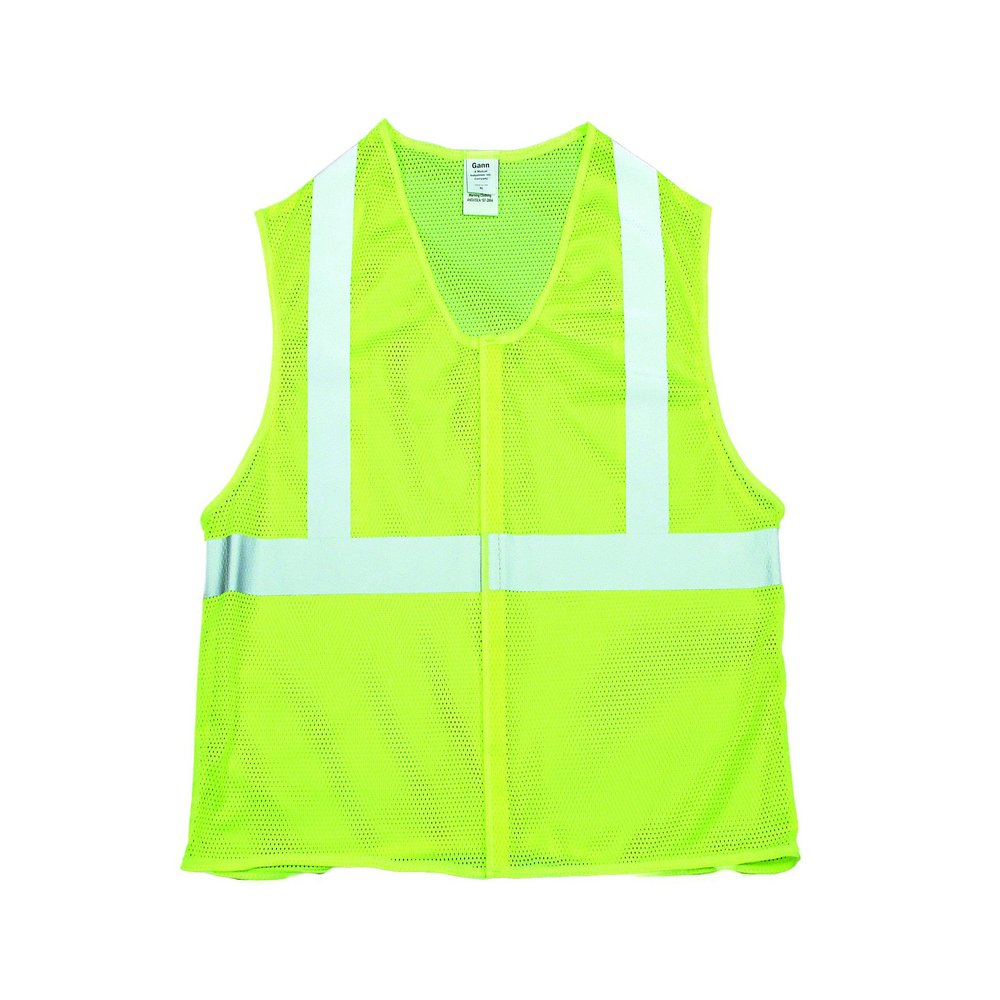 Mutual Industries 16375-6 3X High Visibility ANSI Class 2 Mesh Safety Vest with 2" Silver Reflective Tape, 3X-Large, Lime