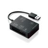 Elecom MR-A012BK Card Reader, USB 2.0, Integrated Cable, Compact Model, Compatible with 58 Media, Black view 1