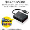 Elecom MR-A012BK Card Reader, USB 2.0, Integrated Cable, Compact Model, Compatible with 58 Media, Black view 2