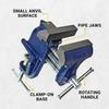Yost Vises COV-3 Clamp-On Vise | 3 Inch Jaw Width Portable Vise | Made from Gray Iron Casting | Blue view 3