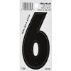 Hillman 841496 Number 6 Wide Style Die-Cut Peel Off Sign, Black Gloss Finish Waterproof Vinyl, 3 inches 1-Sign view 2