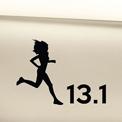 13.1 Marathon Female Runner Vinyl Decal Laptop Car Truck Bumper Window Sticker - Black