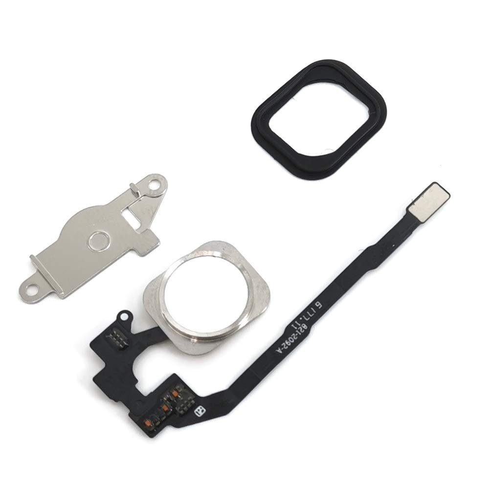 Home Button Key Flex Cable Metal Bracket Rubber Gasket for iPhone 5s (Silver)