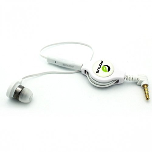 White Retractable In-Ear Mono Headset Wired Single Earbud Earphone with Microphone for Cricket Nokia Lumia 520, Cricket Nokia Lumia 630, Cricket Nokia Lumia 635, Cricket Samsung Galaxy Grand Prime, Cricket Samsung Galaxy S3 SCH-R530C