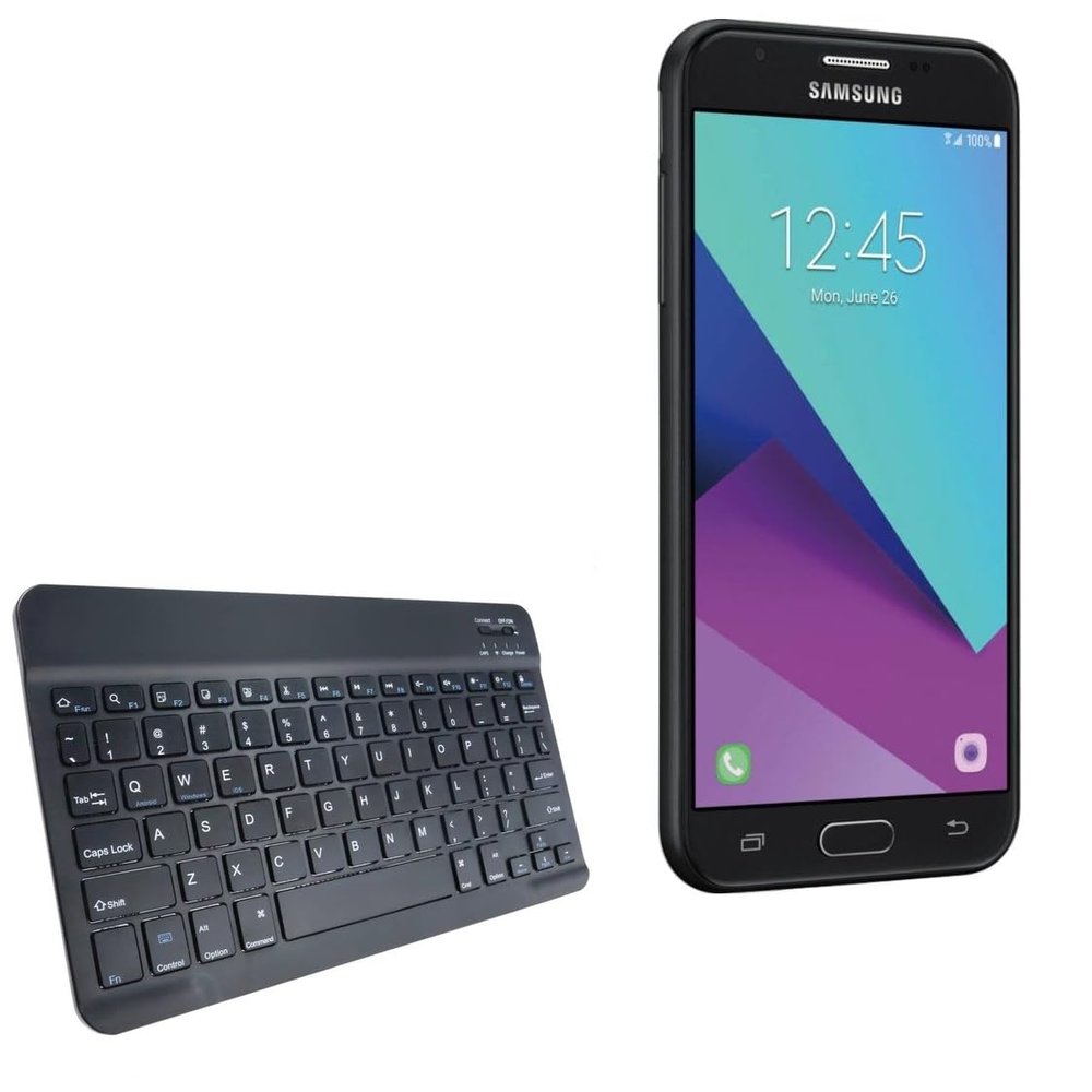 BoxWave Keyboard Compatible with Samsung Galaxy V - SlimKeys Bluetooth Keyboard, Portable Thin with Chiclet-Style Keys - Jet Black