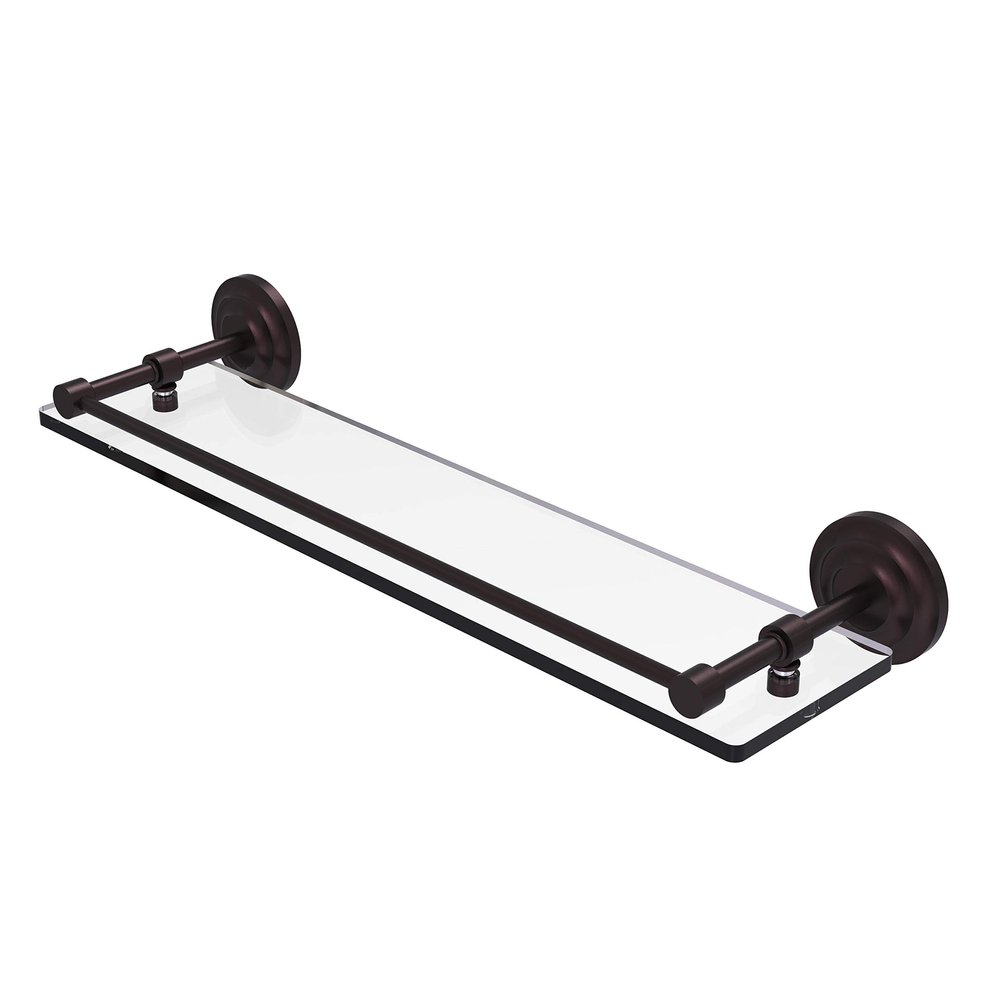 Allied Brass QN-1/22-GAL-ABZ Que New 22 Inch Tempered Gallery Rail Glass Shelf, Antique Bronze