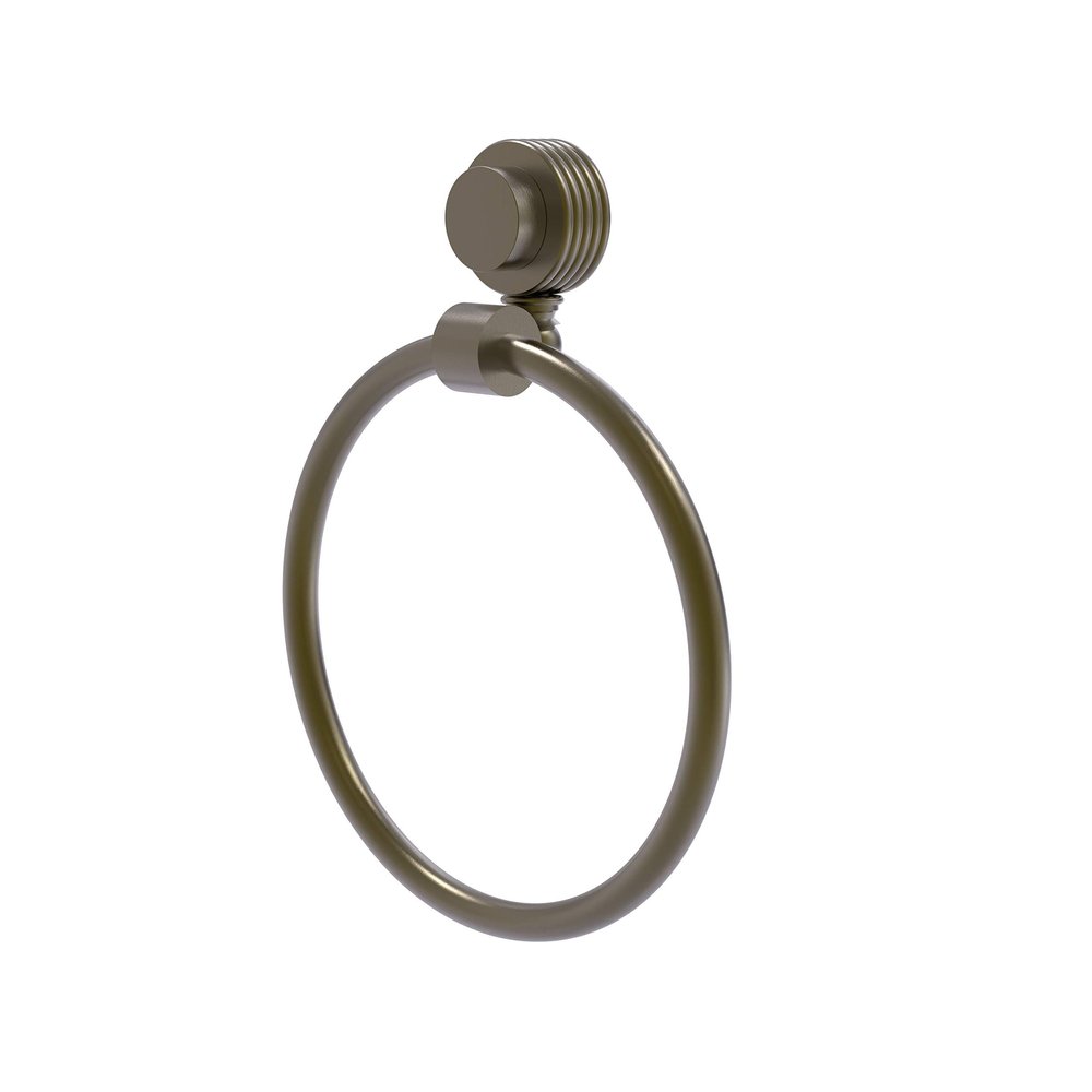 Allied Brass 416G-ABR Venus Collection Towel Ring with Groovy Accent, Antique Brass