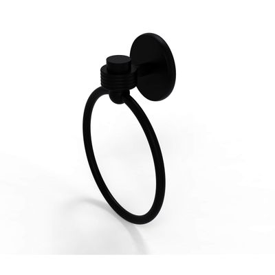 Allied Brass 7116G-BKM Satellite Orbit One Collection Towel Ring with Groovy Accent, Matte Black