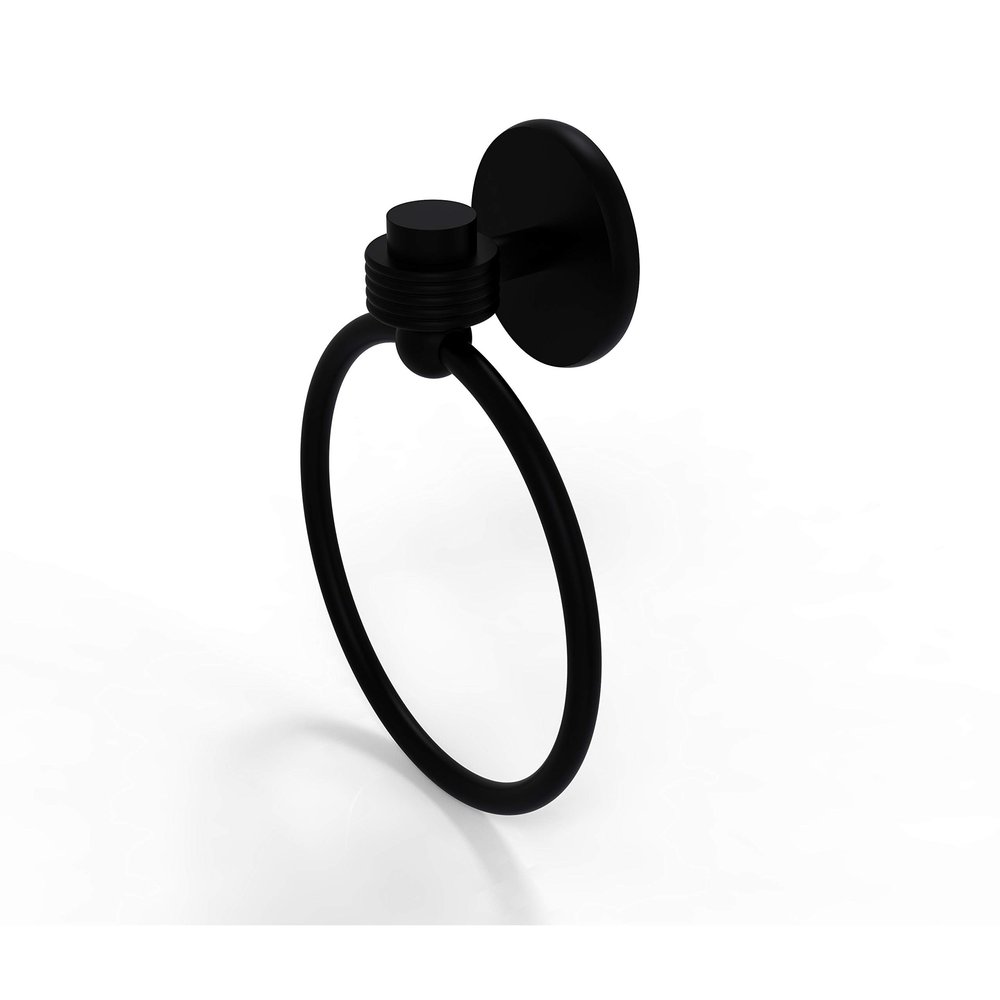 Allied Brass 7116G-BKM Satellite Orbit One Collection Towel Ring with Groovy Accent, Matte Black