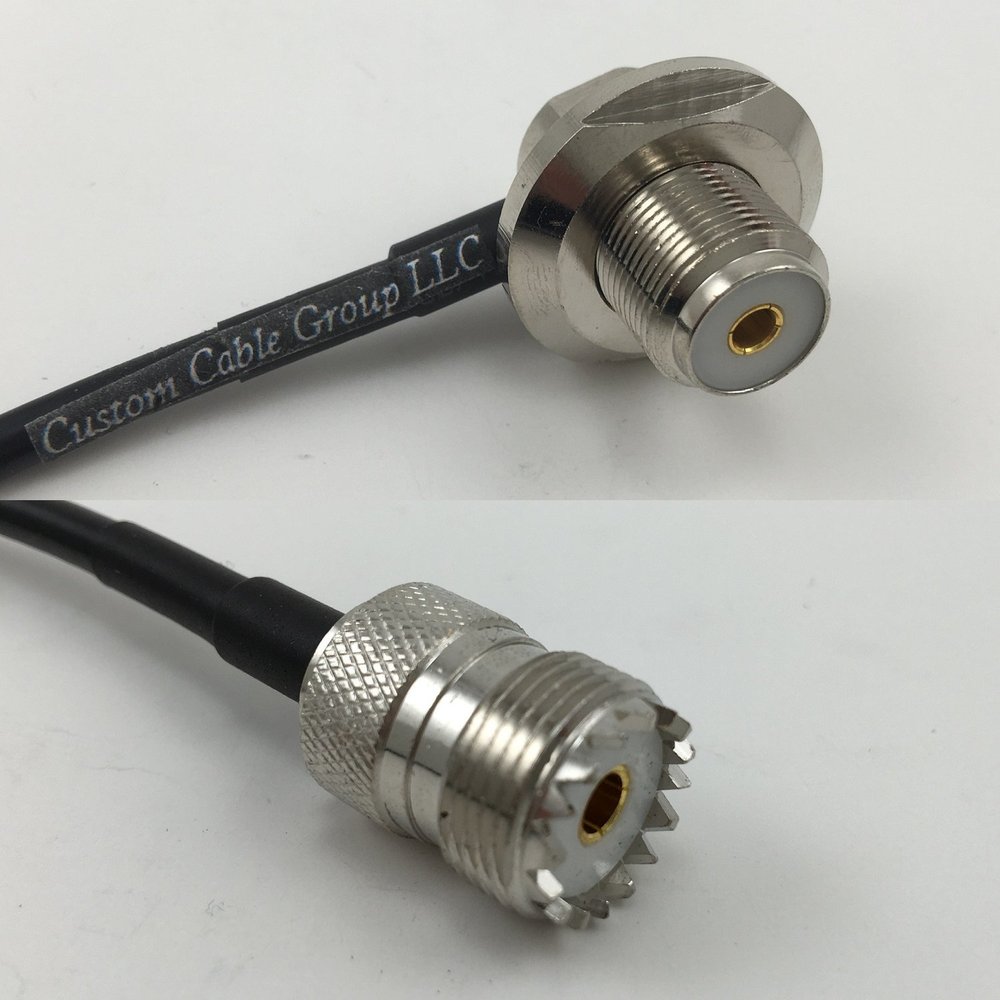1 foot RG58 UHF Female Angle Bulkhead to SO239 UHF Female Pigtail Jumper RF coaxial cable 50ohm Quick USA Shipping