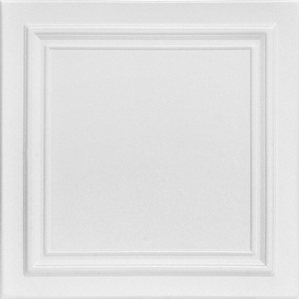  LA MAISON CEILINGS R24 Line Art Foam Glue-up Ceiling Tile (21.6 sq. ft./Case), Pack of 8, Plain White