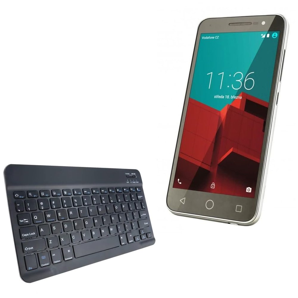 BoxWave Keyboard Compatible with Vodafone Smart Prime 6 - SlimKeys Bluetooth Keyboard, Portable Thin with Chiclet-Style Keys - Jet Black