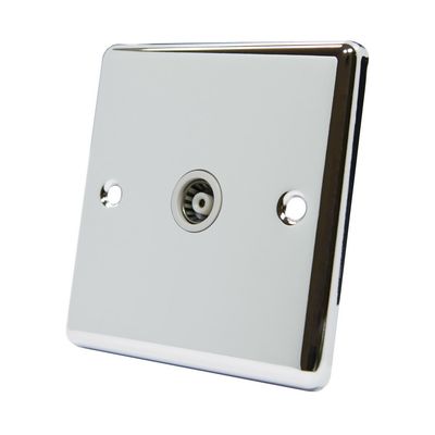 AET CPC1GTVWH 1 Gang Classical Chrome Polished Coaxial Female TV Socket with White Insert