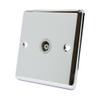 AET CPC1GTVWH 1 Gang Classical Chrome Polished Coaxial Female TV Socket with White Insert view 1