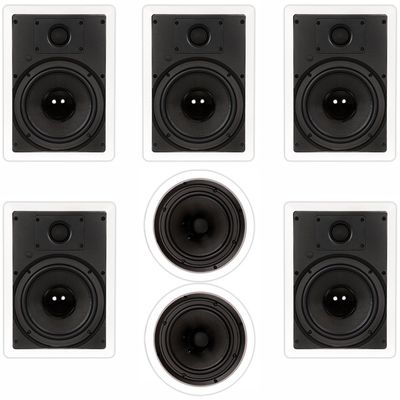 Theater Solutions TS-87 Flush Mount 7 Speaker Set with 8" Woofers in Wall