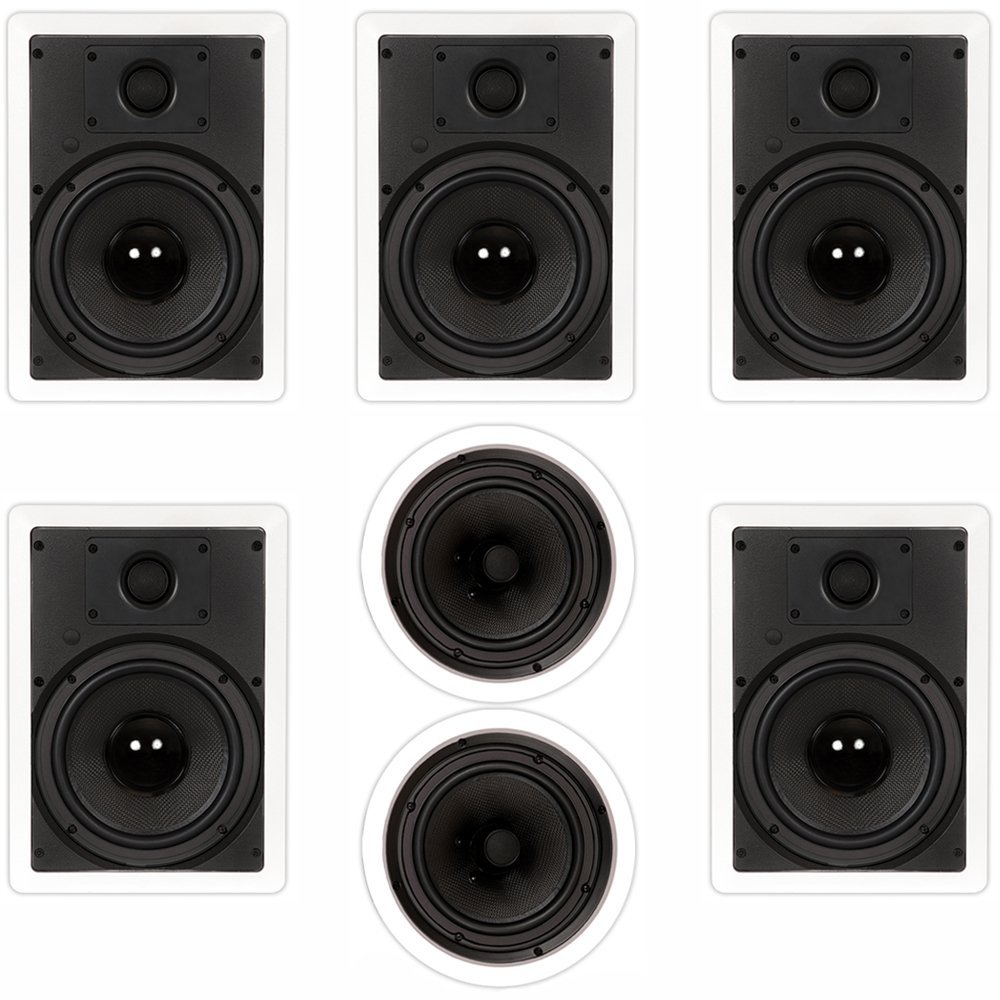 Theater Solutions TS-87 Flush Mount 7 Speaker Set with 8" Woofers in Wall