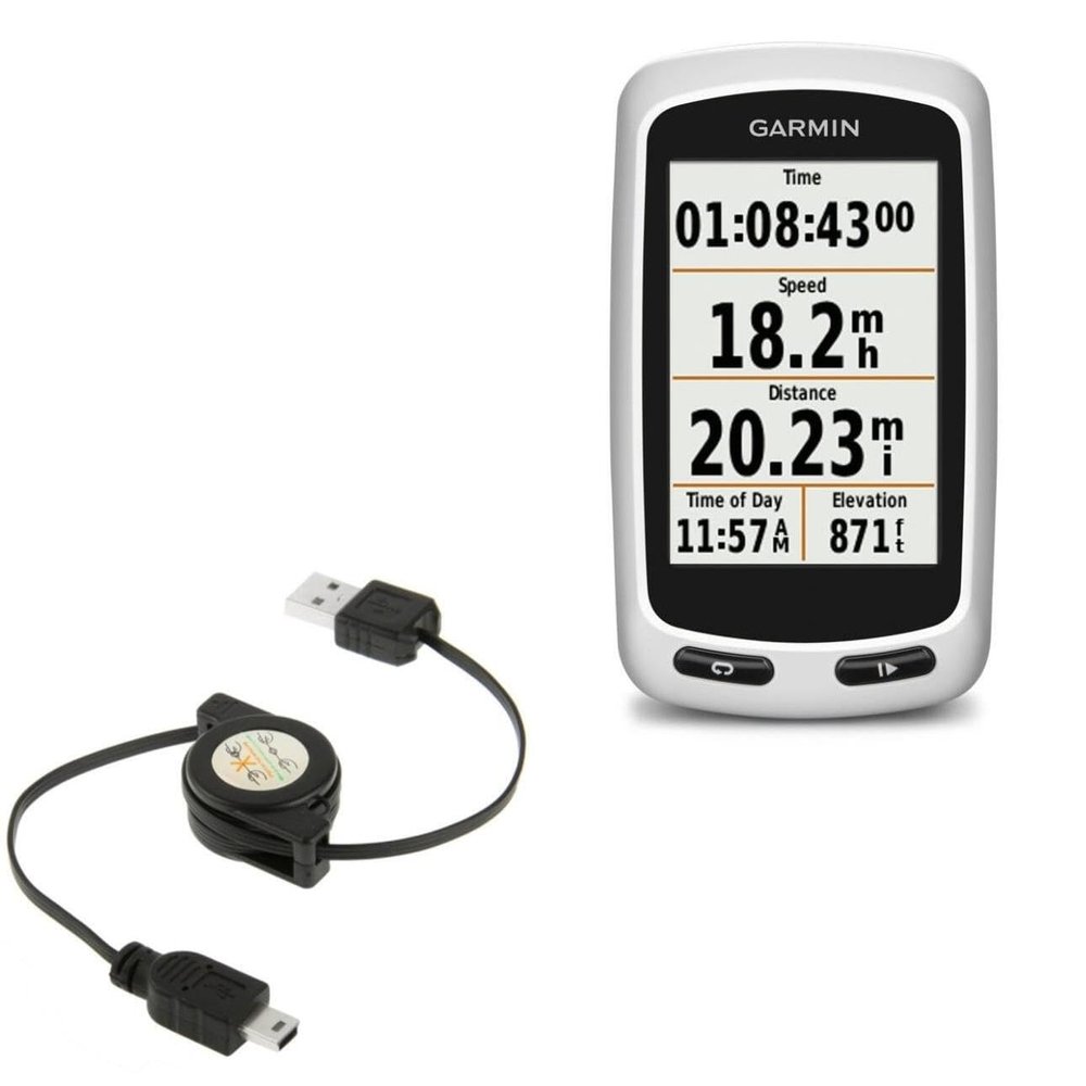 BoxWave Cable Compatible with Garmin Edge Touring Plus - miniSync, Retractable, Portable Sync Cable