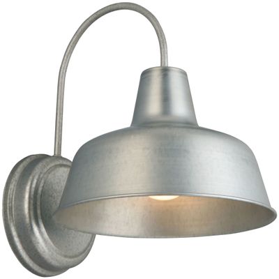 Design House Mason Farmhouse Gooseneck Barn Light, Outdoor Exterior Porch or Patio Wall Light Fixture, Galvanized Gray Paint, 8 Inch Diameter, 1-Pack, 520965