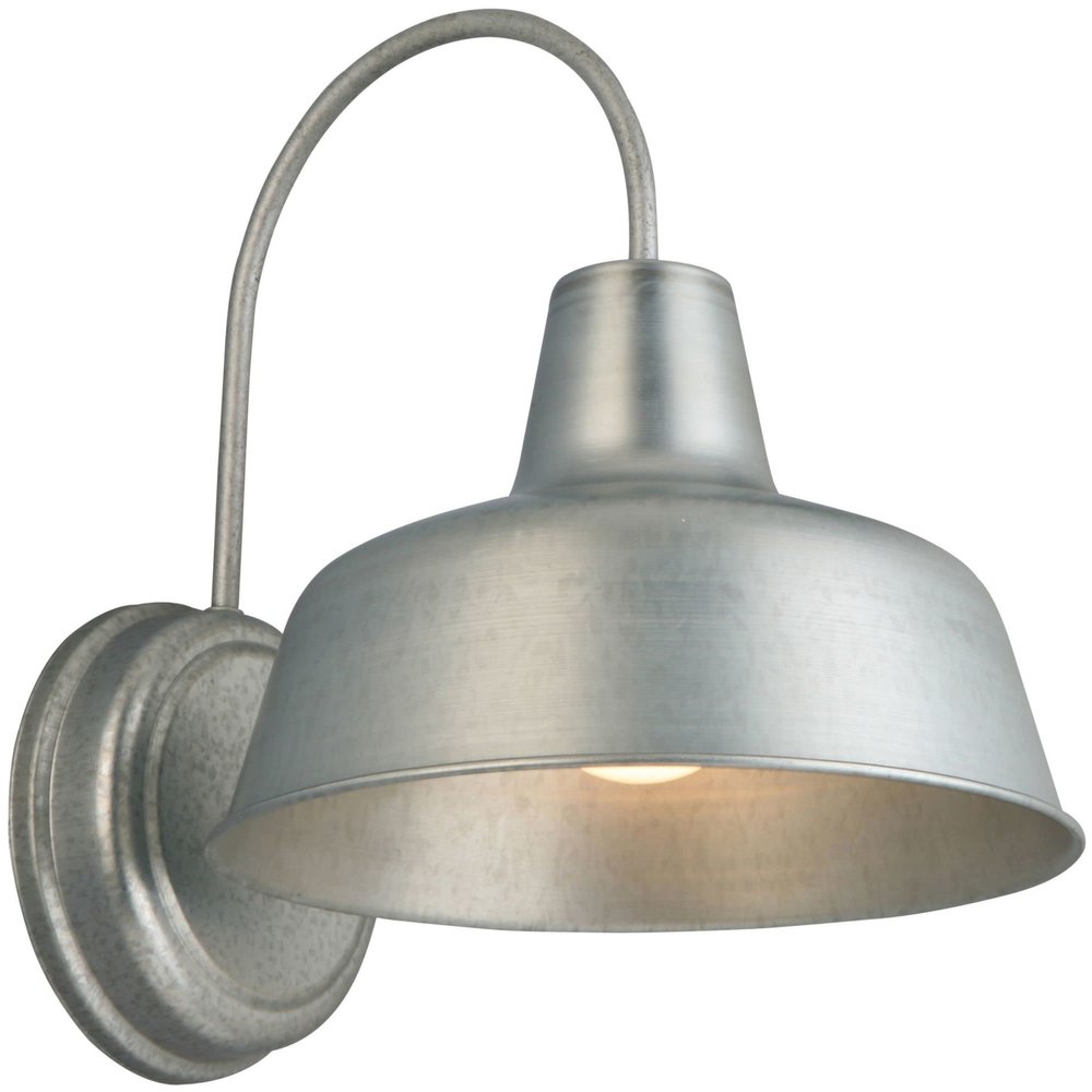 Design House Mason Farmhouse Gooseneck Barn Light, Outdoor Exterior Porch or Patio Wall Light Fixture, Galvanized Gray Paint, 8 Inch Diameter, 1-Pack, 520965