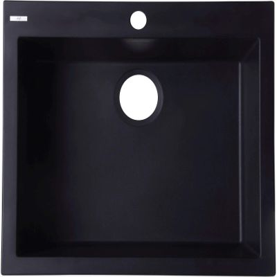 ALFI brand AB2420DI-BLA Drop-In Single Bowl Granite Composite Kitchen Sink, 24", Black