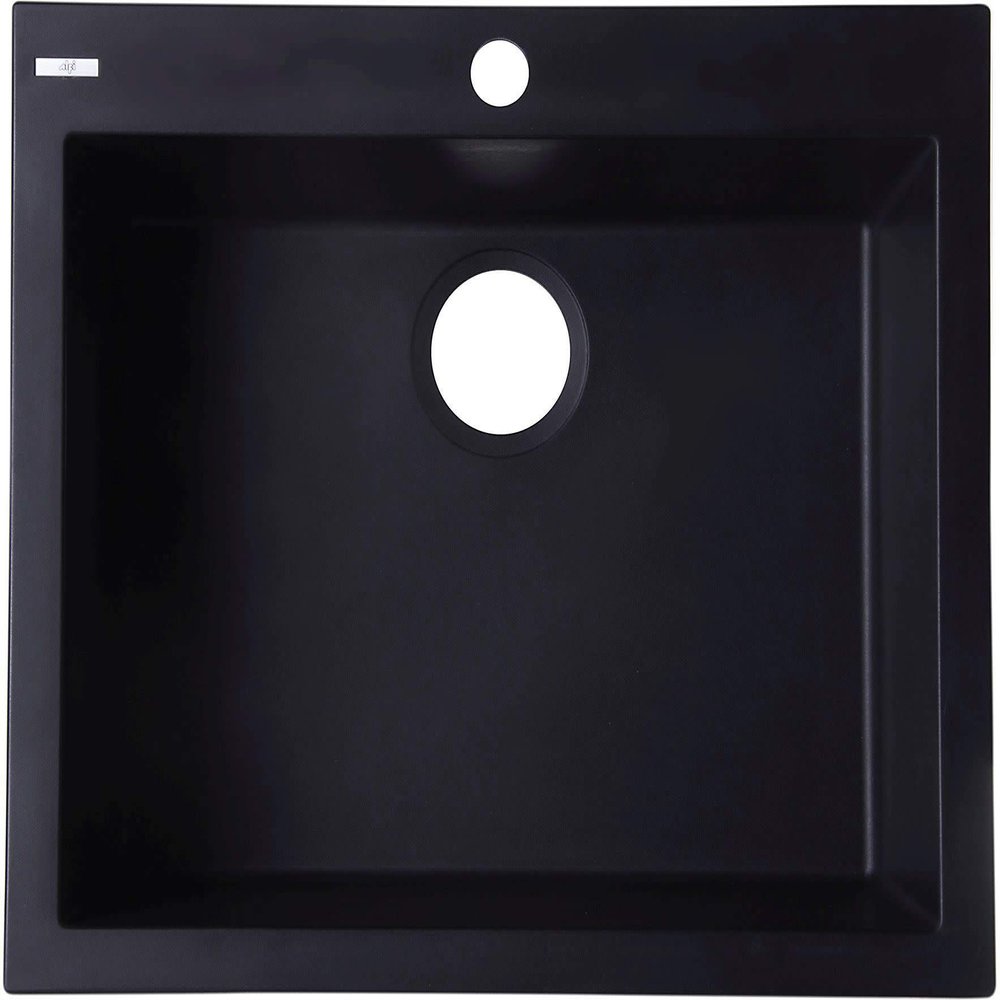 ALFI brand AB2420DI-BLA Drop-In Single Bowl Granite Composite Kitchen Sink, 24", Black