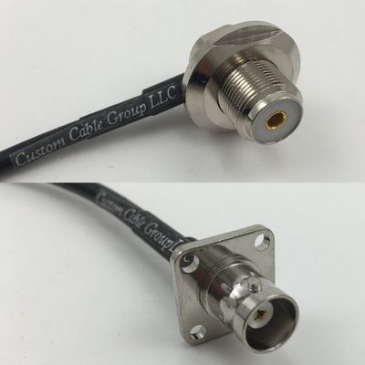 1 foot RG142 UHF Female Angle Bulkhead to BNC Flange Female Pigtail Jumper RF coaxial cable 50ohm Quick USA Shipping