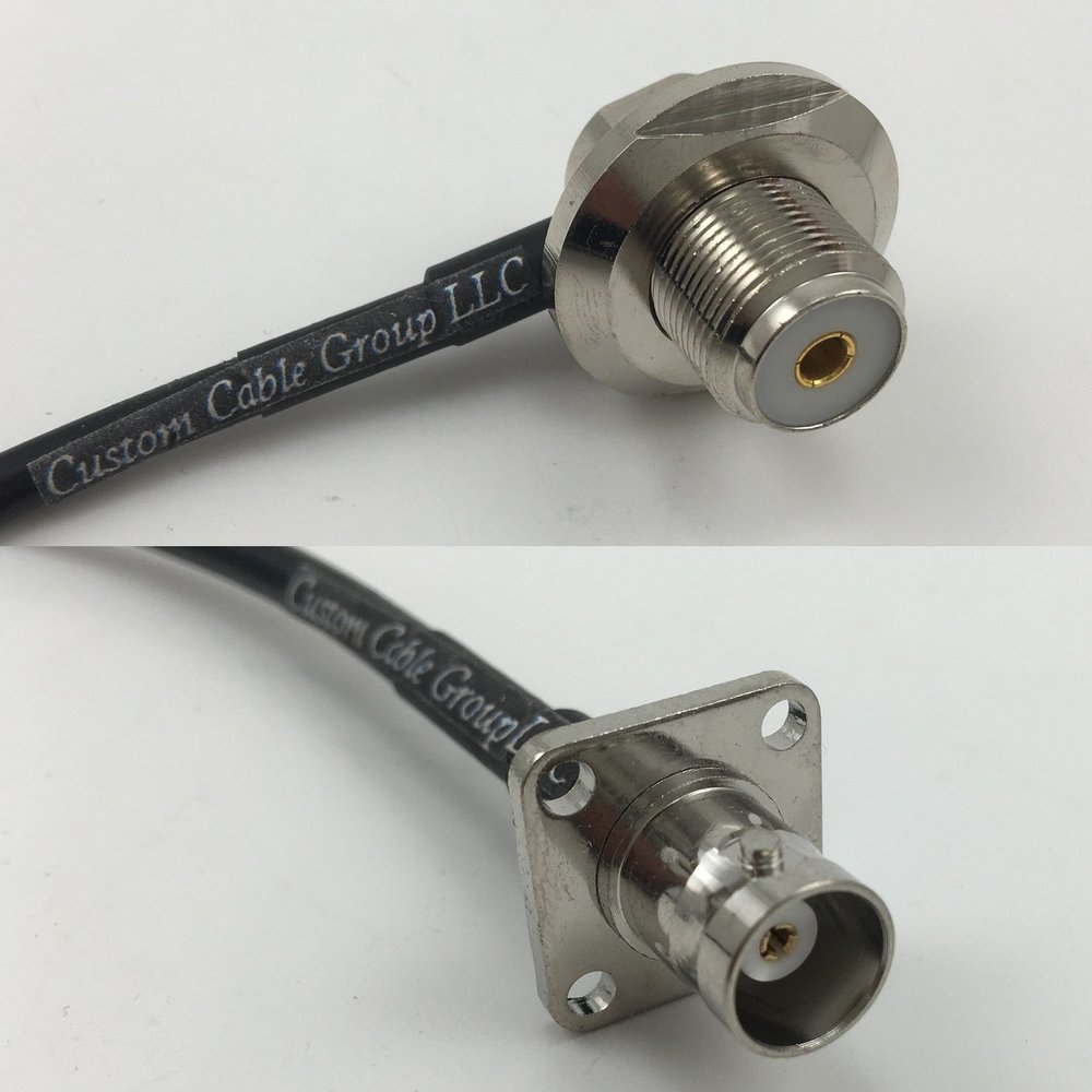 1 foot RG142 UHF Female Angle Bulkhead to BNC Flange Female Pigtail Jumper RF coaxial cable 50ohm Quick USA Shipping