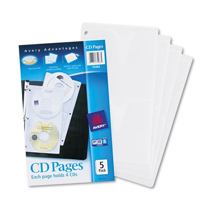 AVE75263 United STATIONERS (OP) Holder,CD Pages,5/PK