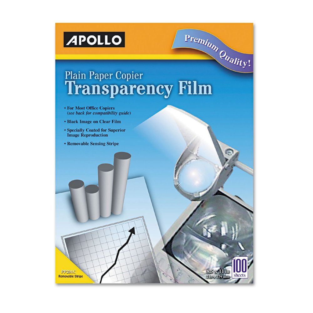 APOPP201C - Plain Paper B/W Laser Transparency Film w/Handling Strip