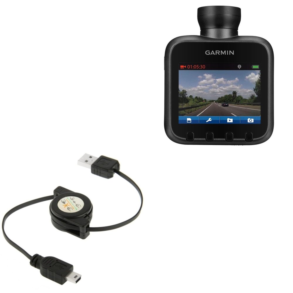 BoxWave Cable Compatible with Garmin Dash Cam 10 - miniSync, Retractable, Portable Sync Cable