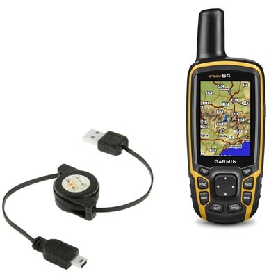 BoxWave Cable Compatible with Garmin GPSMAP 64s - miniSync, Retractable, Portable Sync Cable