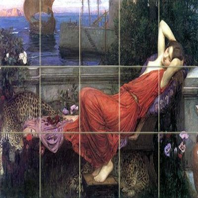 Ariadne by John William Waterhouse - 15 Tile Art Mural, Kitchen Shower Bath Backsplash (21.25"w X 12.75"h - 4.25x4.25 Ceramic Tile w/Satin Matte Finish)