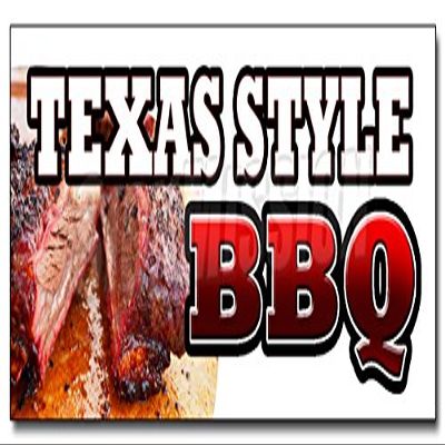 36" Texas Style BBQ Decal Sticker Beef Brisket Ribs Pork bar b que Open