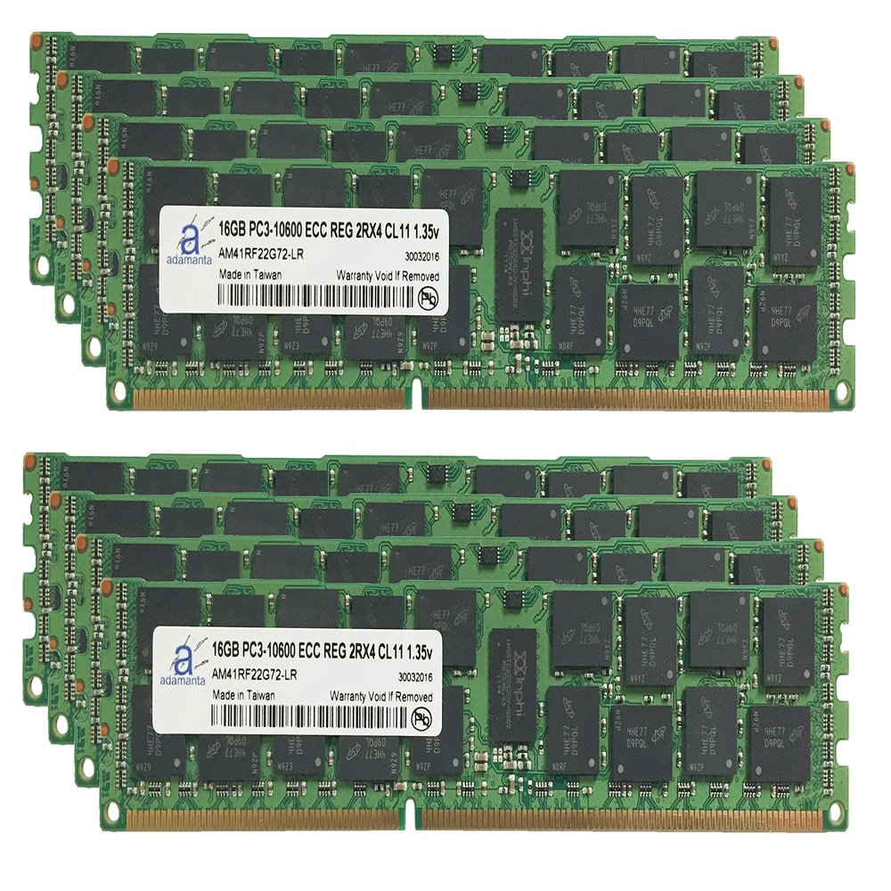 Adamanta 128GB (8x16GB) Server Memory Upgrade for Dell PowerEdge R610 DDR3 1333Mhz PC3-10600 ECC Registered 2Rx4 CL9 1.35v