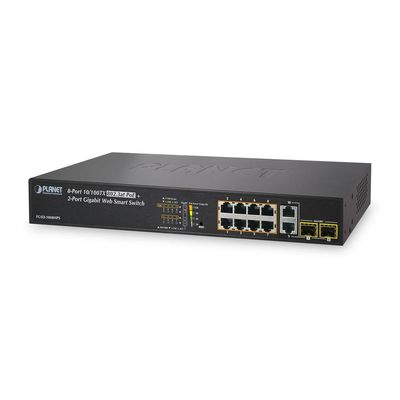 Planet FGSD-1008HPS Network Switch Fast Ethernet (10/100) Black 1U Power Over Ethernet (PoE) - Network Switches (Fast Ethernet (10/100), Full Duplex, Power Over Ethernet (PoE), 1U)