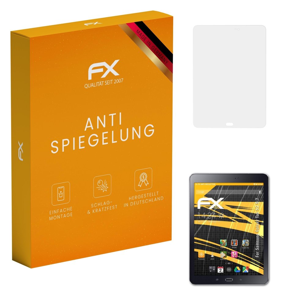 atFoliX Screen Protector compatible with Samsung Galaxy Tab S2 9.7 Screen Protection Film, anti-reflective and shock-absorbing FX Protector Film (2X)