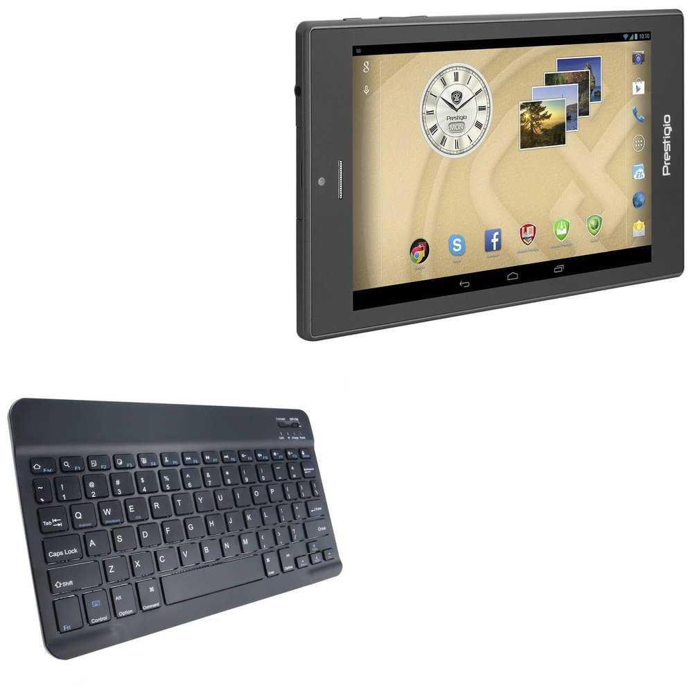 BoxWave Keyboard Compatible with Prestigio MultiPad Consul 7008 4G - SlimKeys Bluetooth Keyboard, Portable Thin with Chiclet-Style Keys - Jet Black