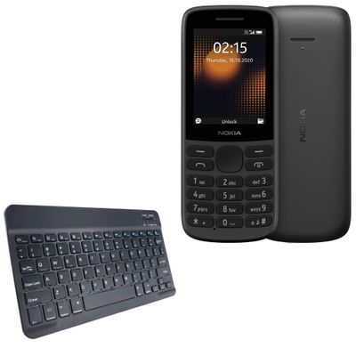 BoxWave Keyboard Compatible with Nokia 215 - SlimKeys Bluetooth Keyboard, Portable Thin with Chiclet-Style Keys - Jet Black