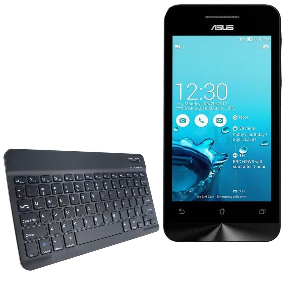 BoxWave Keyboard Compatible with ASUS Zenfone 4 A450CG - SlimKeys Bluetooth Keyboard, Portable Thin with Chiclet-Style Keys - Jet Black