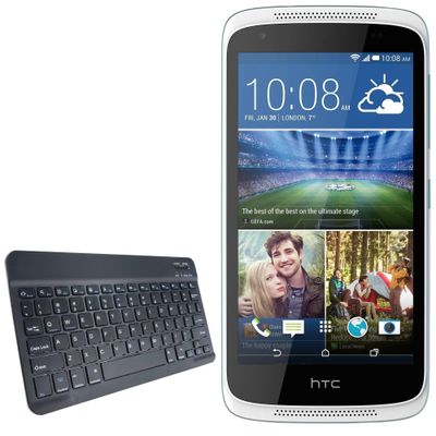 BoxWave Keyboard Compatible with HTC Desire 526G+ Dual sim - SlimKeys Bluetooth Keyboard, Portable Thin with Chiclet-Style Keys - Jet Black