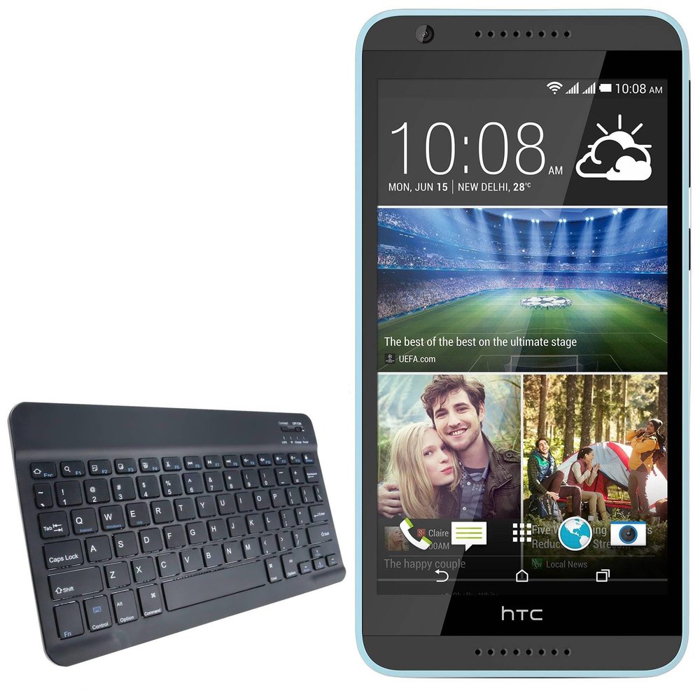 BoxWave Keyboard Compatible with HTC Desire 820G+ Dual sim - SlimKeys Bluetooth Keyboard, Portable Thin with Chiclet-Style Keys - Jet Black