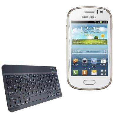 BoxWave Keyboard Compatible with Samsung Galaxy Fame S6810 - SlimKeys Bluetooth Keyboard, Portable Thin with Chiclet-Style Keys - Jet Black