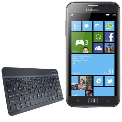 BoxWave Keyboard Compatible with Samsung Ativ S I8750 - SlimKeys Bluetooth Keyboard, Portable Thin with Chiclet-Style Keys - Jet Black
