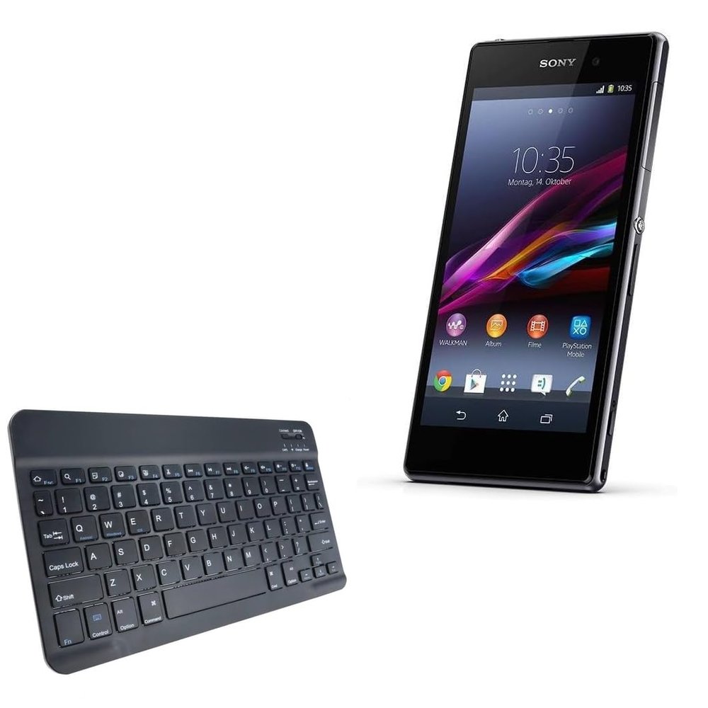 BoxWave Keyboard Compatible with Sony Xperia Z1 - SlimKeys Bluetooth Keyboard, Portable Thin with Chiclet-Style Keys - Jet Black