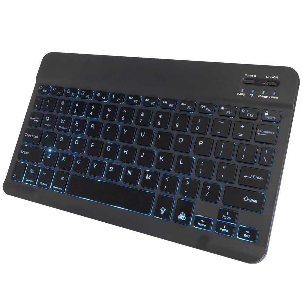 BoxWave Keyboard Compatible with Galaxy S4 CDMA - SlimKeys Bluetooth Keyboard - with Backlight, Portable Slim LED 7 Colors - Jet Black