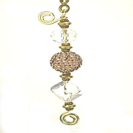 Gold Rhinestone and Clear Glass Cube Glass Ceiling Fan Pull Chain