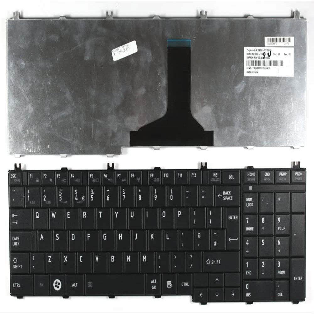 Power4Laptops UK Layout Black Replacement Laptop Keyboard Compatible with Toshiba Satellite C660-01C