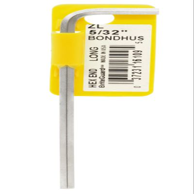 Bondhus 16109 5/32" Hex Tip Key L-Wrench with BriteGuard Finish, Tagged and Barcoded, Long Arm